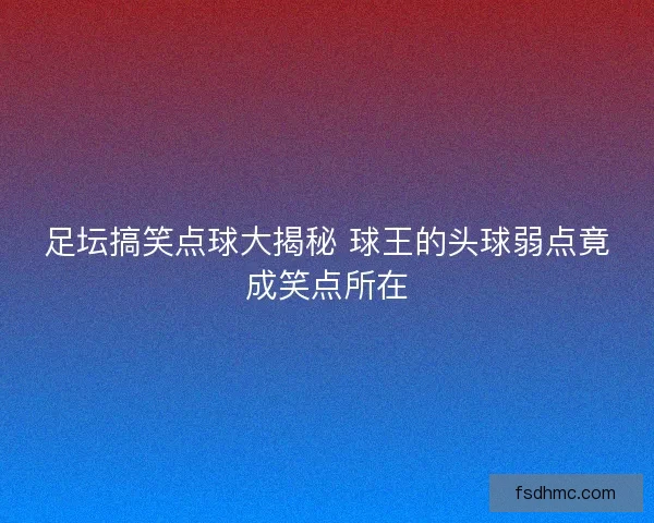 足坛搞笑点球大揭秘 球王的头球弱点竟成笑点所在