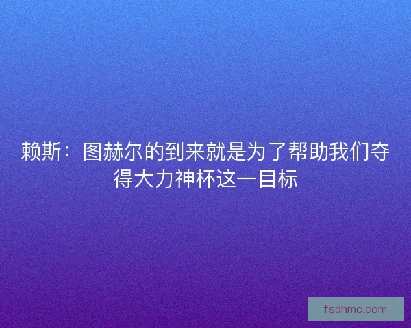 赖斯:图赫尔的到来就是为了帮助我们夺得大力神杯这一目标 赖斯:图赫尔的到来就是为了帮助我们夺得大力神杯这一目标